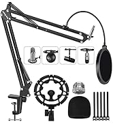 Microphone Stand for Blue Snowball, Boom Arm Scissor Mic Stand with Shock Mount, Windscreen and D...