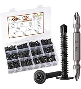 Hapric 480 Pcs Self Tapping Screws for Metal with Double Philips Screwdriver Bits, #8#10 Sheet Me...