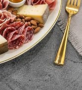 WDF 6Pcs Ivory and Gold Plastic Platters - 10’’ x 12’’ Elegant Ivory Oval Disposable Plates - Hea...