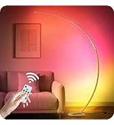 RGBW Floor Lamp, 75 inch Standing Tall Lamp, Dimmable Arc Floor Lamp for Living Room with Foot an...