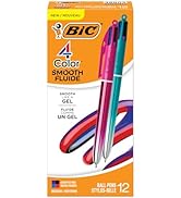 BIC 4-Color Smooth Gradient Retractable Ballpoint Pen with 1.0 mm Point, 12-Count in Assorted Ink...