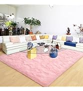 Ultra Soft Pink Rugs for Bedroom 6x9 Feet, Fluffy Shag Area Rugs for Living Room, Large Comfy Fur...