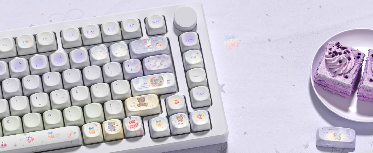 Cute PBT Keycaps Set,Kawai Keycaps MOA Profile,Colored Creamy Keycap