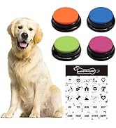 BOSKEY Set of 4 Dog Buttons, Dog Communication Button, Dog Talking Button, Recordable Button, Dog...