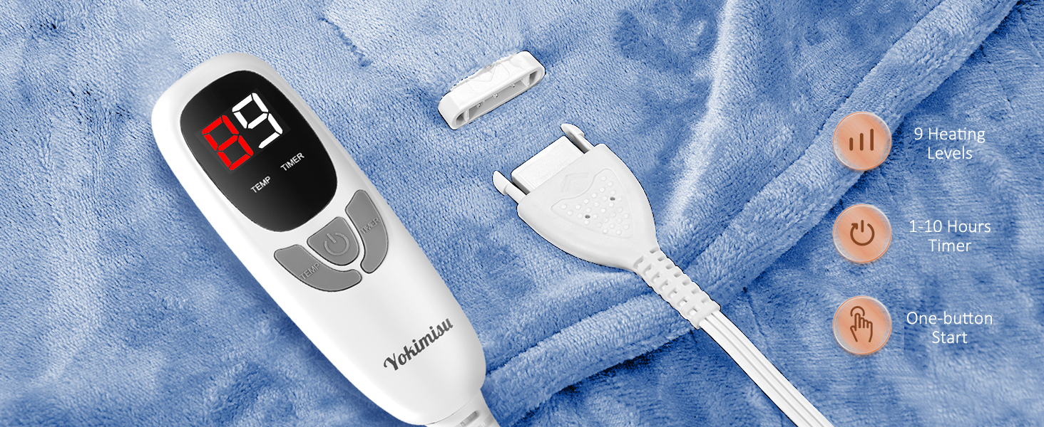 The controller is easy to use with 9 heating levels and 1-10 hours timer.