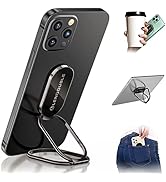 Phone Ring Holder Finger Kickstand, 360 Rotation Foldable Ultra-Thin Metal Cell Phone Back Hand G...
