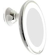 JiBen LED Lighted 10X Magnifying Makeup Mirror with Power Locking Suction Cup, Bright Diffused Li...