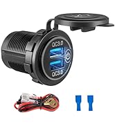 Anina 12V USB Outlet Quick Charge 3.0 Dual USB Charger Socket,Lighter Socket with LED Voltmeter, ...