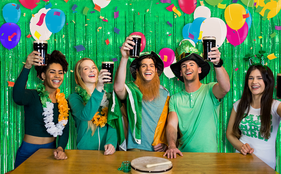 green tinsel backdrop birthday party decoration tinsel curtain party streamers backdrop foil fringe