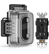 ELEGRP Outdoor GFCI Outlet with Extra-Duty in Use Cover, 15 Amp TRWR Self-Test GFI Receptacle, 1 ...