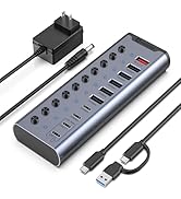 Powered USB Hub, 10-Port USB C Hub with 6*USB-A 3.2, 4*USB-C 3.2 Ports, 2 PD 45W Charging Ports I...