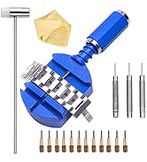 Watch Band Link Removal Tool Kit with 12pcs Replacement Pins and 3pcs Pin Punches 1pcs Head Hamme...