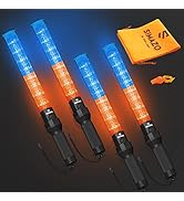 4 Pieces 21 Inch Signal Traffic Wand with 3 Flashing Modes &amp; 8 Led Lights, Traffic Safety Baton w...