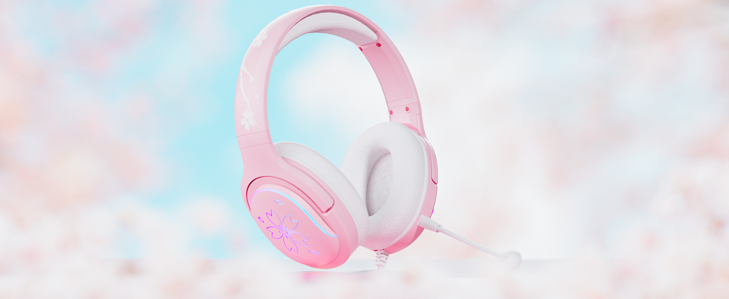 Sakura Pink Cherry Blossoms Gaming Headphone