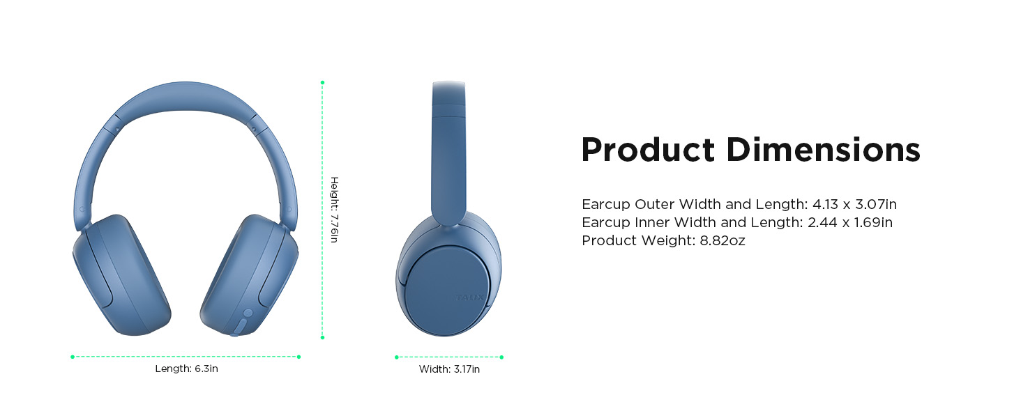 TALIX noise cancelling over ear headphones