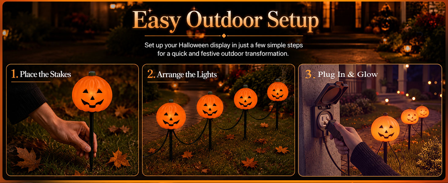 Halloween Pumpkin Pathway Stake Lights