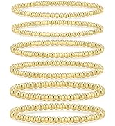 adoyi Gold Bracelets for Women Waterproof, 14K Gold Plated Beaded Strand Bead Ball Bracelets stac...