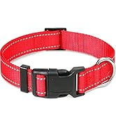 Taglory Reflective Adjustable Dog Collars for Puppy Small Medium Large Dogs, Thin Nylon Webbing a...