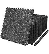 AIRHOP 0.79in Thick 48 Sq Ft Exercise Equipment Mats, 12 Tiles Upgraded Rubber Top with High Dens...