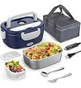 WisaKey Electric Lunch Box for Men/Women 80W Heated Lunch Box for Adults, 12V 24V 110V 220V Porta...