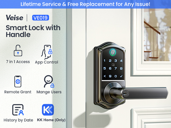 smart door lock deadbolt with handle