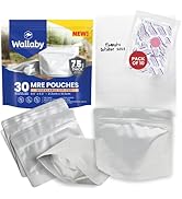 Wallaby MRE Mylar Bag Bundle - 30x (7.5 Mil - 6.5" x 8.5’’) Stand-Up Zipper Pouches, 30x 400cc Ox...