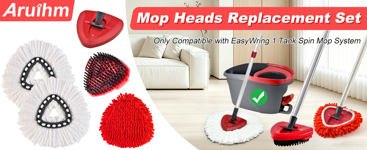Mop Heads Replacements compatible with O-Cedar EasyWring 1 Tank Spin Mop System