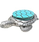 Sea Turtle Coaster Set with Holder – 4 Nautical, Ocean, and Tropical Silver &amp; Turquoise Resin Coa...