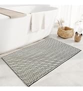 Tyrot Boho Small Bathroom Rugs 2x3 Washable Rug for Entryway Woven Cotton Black and Cream Front D...