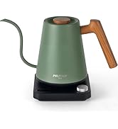 POLIVIAR Electric Gooseneck Kettle, 1350W Electric Tea Kettle Wood Pattern Handle, 34oz Pour Over...