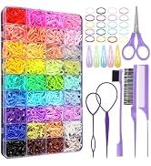 36 Colors Hair Rubber Bands for Hair, 2500 Pcs Elastic Hair Bands with 11 Hair Styling Tools, Col...