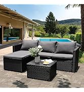 Shintenchi 4 Pieces Patio Furniture Sets, Outdoor Sofa Patio Sectional Sets All Weather, Wicker R...