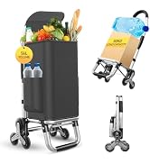 Heavy Duty 3 in 1 Shopping Cart, Foldable Hand Truck with 6 Wheels, 110 lbs Grocery Cart, Portabl...