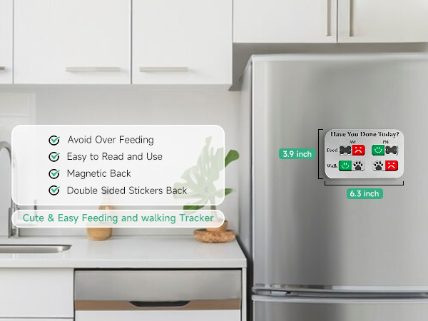 Dog Feeding Reminder, Magnetic Reminder Sticker, AM/PM Daily Indication Chart Feed/Walk Your Pets