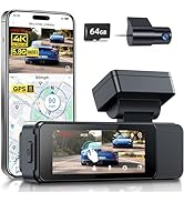 GKU Dash Cam Front and Rear, 3.18'' Touchscreen, 4K+1080P Dashcam, Built-in GPS, 5.8GHz WiFi Dash...