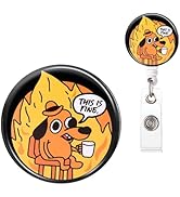 ITOKEY Badge Reel, Funny Badge Holder, Cute Badge Clip for Nurse, This is Fine Dog Retractable ID...