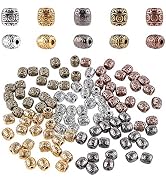 PH PandaHall 100pcs 5 Colors Tibetan Spacer Beads, 6mm Barrel Metal Spacer Beads Column Loose Con...