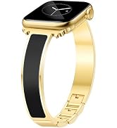 Newlibery Gold Slim Watch Bands for Women Compatible with Apple Watch 38mm 40mm 41mm 42mm (S10/11...