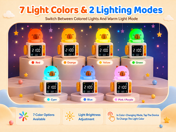 Capybara Kids Alarm Clock with Night Light 600*450-5-1