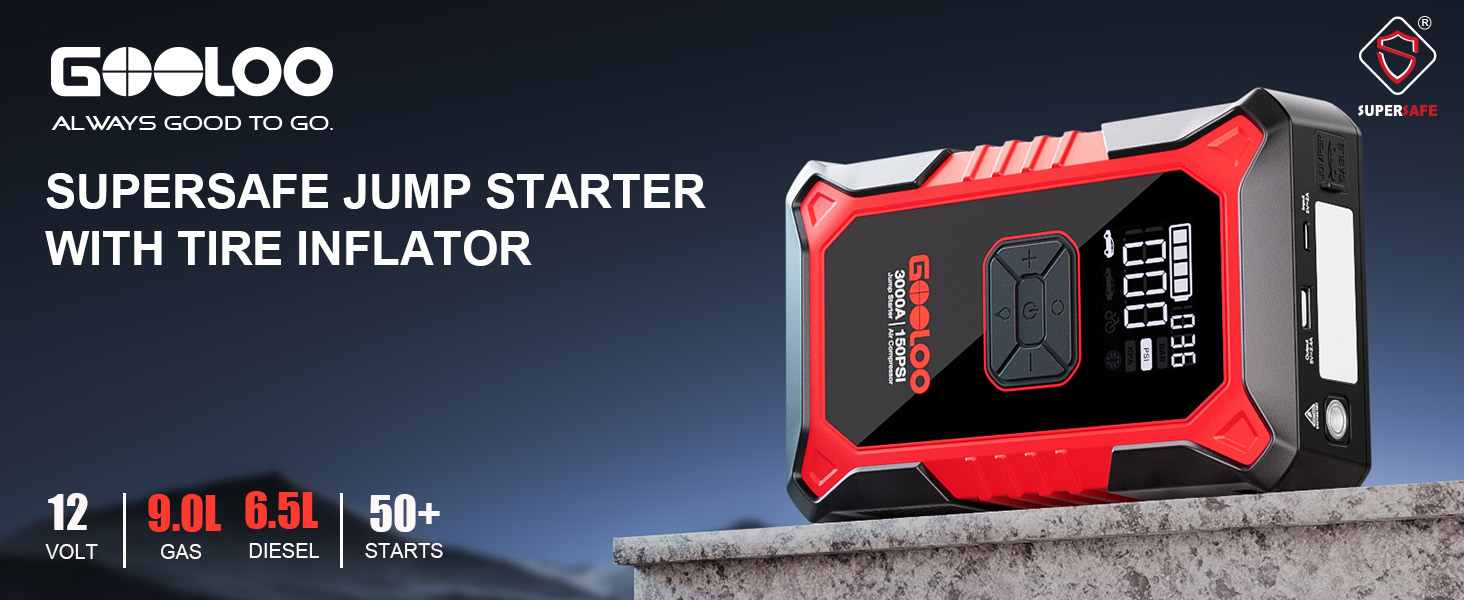GOOLOO A3 JUMP STARTER WITH AIR COMPRESSOR