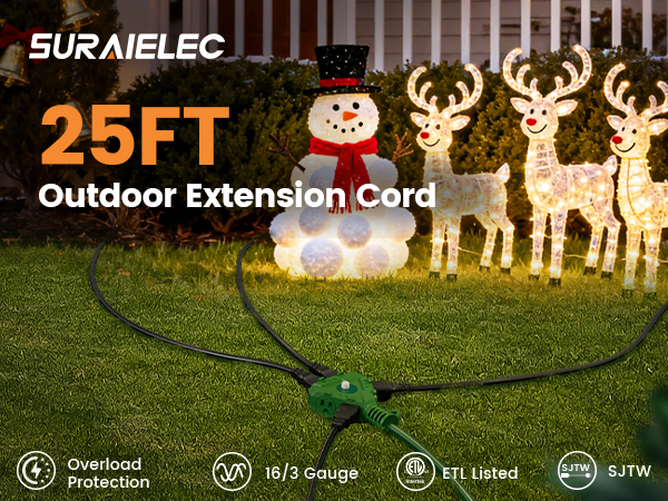 weatherproof extension cord 16/3 sjtw grounded 3 prong
