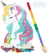 PCFING 20 Inch Unicorn Piñata with 30 Inch Piñata Stick Blindfold Confetti for Boy Girl Fantasy P...