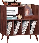 LELELINKY Large Record Player Stand, Turntable Stand with Storage, Vinyl Record Holder with Displ...
