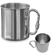 13.5 Oz Stainless Steel Camping Mug with Carabiner - Metal Camping Cup for Traveling, Lightweight...