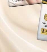 Close-up product shots of a cream-colored cosmetic or skincare container against a neutral background.