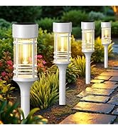 LETMY 12 Pack Solar Pathway Lights Outdoor, Bright Solar Lights Outdoor Waterproof IP65, Solar Ga...