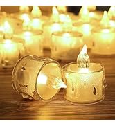 SupBri 12 Pack Flameless Tea Lights Candles Battery Operated, Crystal Led Tealight Candles,Votive...