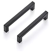 Ravinte 10 Pack 5 Inch Kitchen Square Cabinet Handles Matte Black Cabinet Pulls Black Drawer Pull...