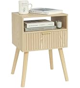MaxSmeo Small Nightstand Wood Bedside Table with Drawer, Modern End Table for Bedroom and Small S...