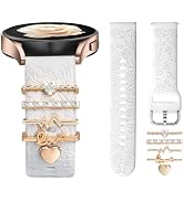 DaQin Flower Engraved Band Compatible with Samsung Galaxy Watch 7 Band/Watch 6 5 4 40mm 44mm,Gala...